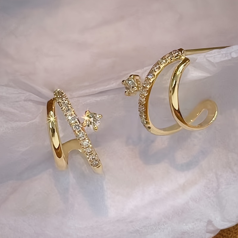 Irregular Double Layer Hollow Circle Earrings - S925 Pure Silver